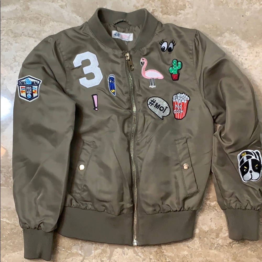 H&M Girls Flight Jacket w/patches